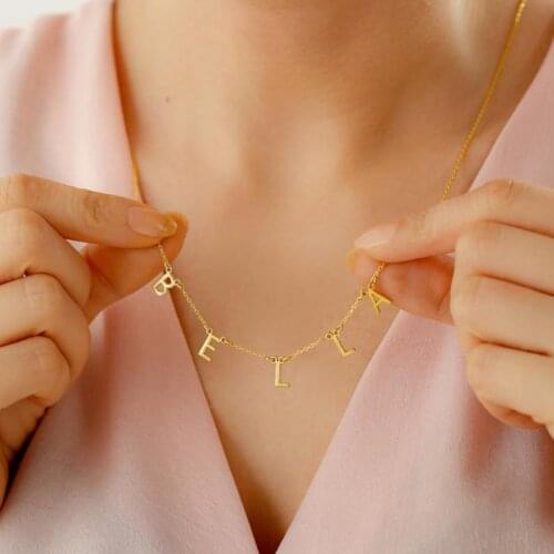 Etcavce Personalized Custom Initial Letters Name Necklace For Women Girl Elegant Dainty Chain Choker Necklaces Handmade Gift