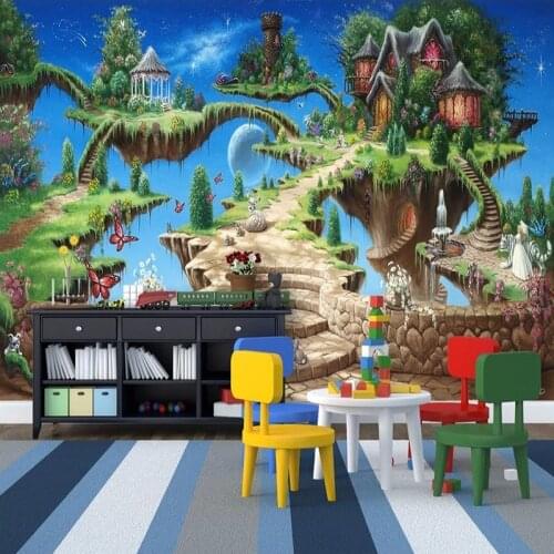 Photo Wallpaper 3D Stereo Cartoon Fairy Tale Castle Mural Kids Bedroom Living Room Amusement Park Backdrop Wall Painting Fresco