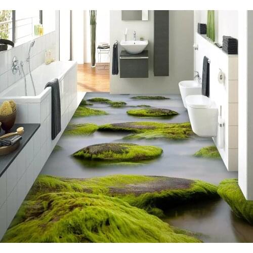 Floor wallpaper River stone moss living room bedroom bathroom floor picture