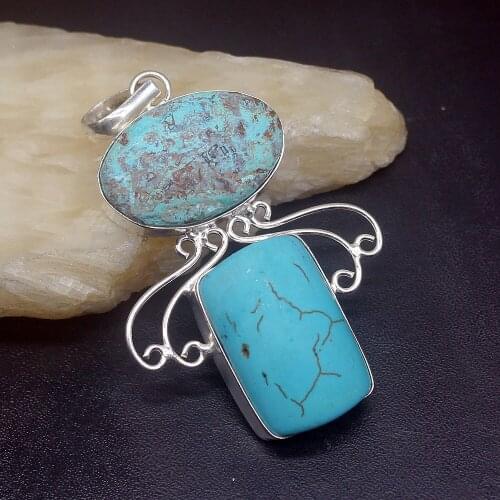 Gemstonefactory Jewelry Big Promotion 925 Silver Handmade Blue Sea Sediment Women Ladies Gifts Necklace Pendant 0853