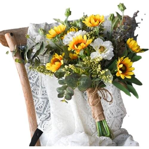 Artificial Flower Sunflower Bouquet Graduation Ceremony New Year Designer Bouquet Living Room Home Bedroom Decoration Fall Decor