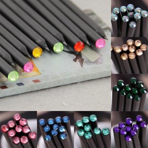 12Pcs/Set Kawaii Diamond Color HB Standard Pencil Wooden Cute Pencils Pen For School Office Stationery Drawing Supplies