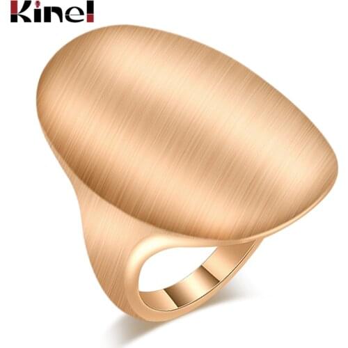 Kinel Hot 2020 Fashion Gold Punk Rock Ring Natural Style Big Oval Rings For Women Bridal Wedding Vintage Jewelry