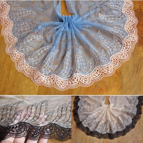 2 Meters 2017 Hot Women Embroidery Doll Lace Fabrics High Quality 18cm Blue Skin Flower Lace Trim Fabric
