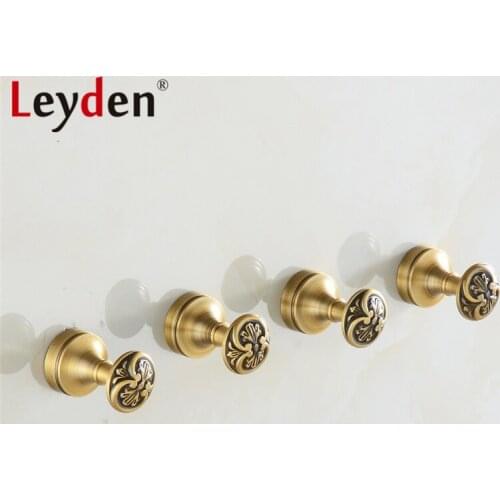 Leyden Vintage Antique Robe Hooks Round Hanging Hook Wall Mounted Clothes Hook Copper Metal Coat Hooks Bathroom Accessory