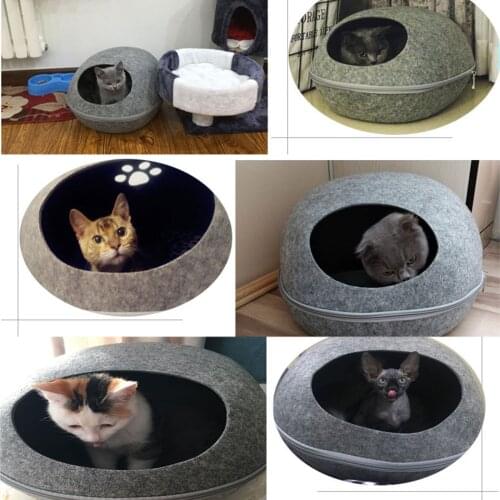 Dog Cat Bed Cave Sleeping Bag Zipper Egg Shape Felt Cloth Pet House Cat Basket Products for Cat Animals Supplies LB88