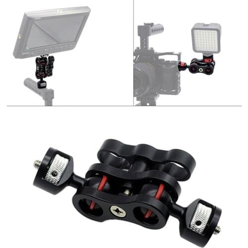 Multi-Function Dual Ball Head Hot Shoe Magic Arm Monitor Mount Adapter Mic Bracket with 1/4'' screw for Camera Sony Canon Nikon