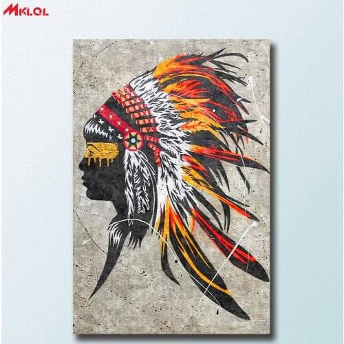 Fashion Oil Painting Female Indian head Printing Home Decor On Canvas Modern Wall Art Canvas Print Poster Canvas Painting