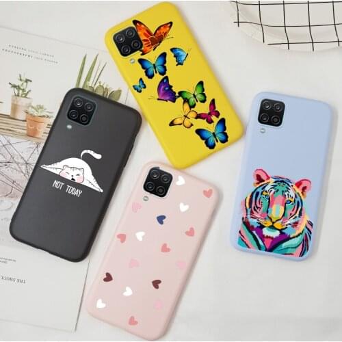 Cartoon Case For Samsung Galaxy A12 Case 4G M12 A12 Back Cover TPU Silicone Pink Matte For Samsung A12 2021 Phone Case A 12 M 12