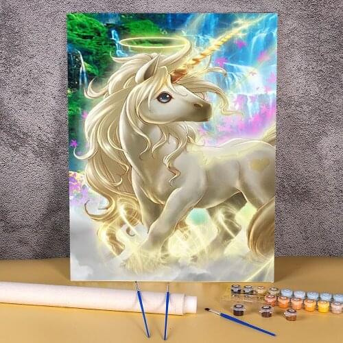 Cartoon Rainbow Unicorn Horse Animal Painting By Numbers Package Oil Paints 50*70 Paiting By Numbers Wall Paintings Handiwork