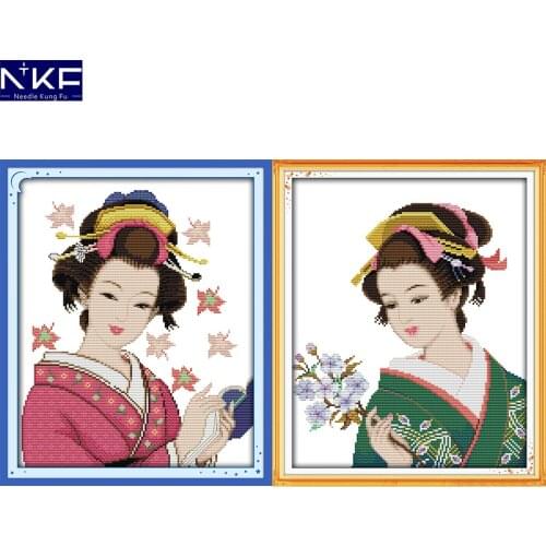 NKF A Holding Flower Girl Cross Stitch Needlework Painting Cross Stitch Embroidery Cross Craft Cross Stitch Sets for Home Decor