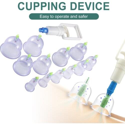 Effective Health Care 12 Cupping Cups Medical Vacuum Cans Suction Therapy Device Back Body Massage anti-cellulite massager Set
