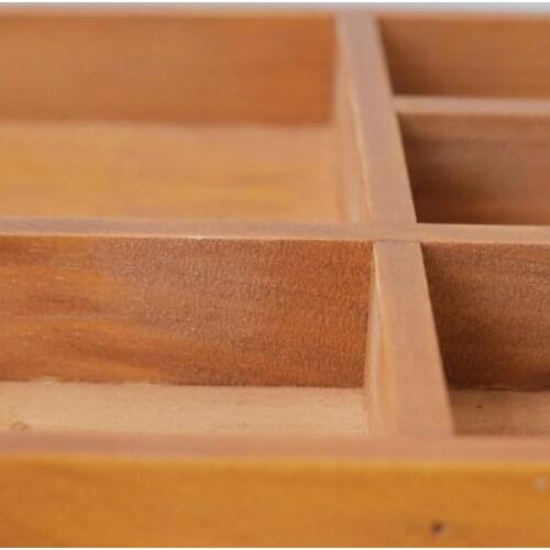 Retro Style Tabletop Storage Organizer Caddy 7-Compartment Household Wooden