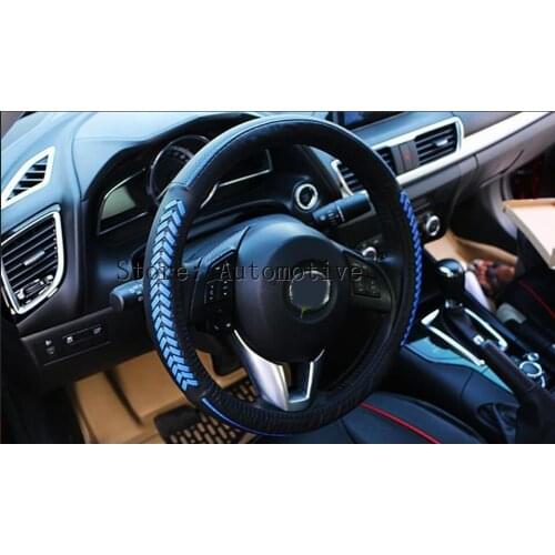 BLUE RED FIT FOR MAZDA 3 AXELA BM 2013 2014 2015 SEDAN HATCHBACK STEERING WHEEL COVER GLOVE PU LEATHER CAR STYLING
