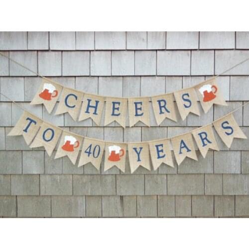 Personalized age cheers to 30th 40th 50th birthday burlap Banners Anniversary sign party Buntings garlands Photo Prop