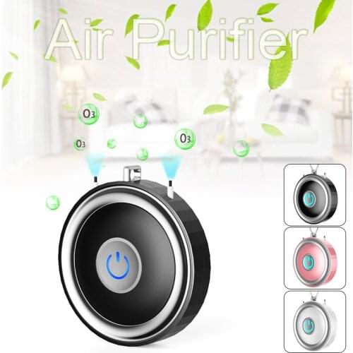 Mini Wearable Personal Air Purifier Necklace Air Cleaner Negative Ion Generator Air Freshener for Adults Kids Desktop Car Mount
