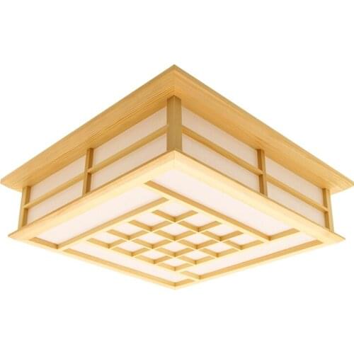 45x45 Ceiling Light Orginal Wood LED Flush Mount Japanese Ceiling Light Lamp For Bedroom Living Room Dining Room Kit