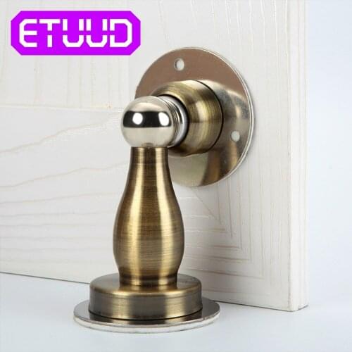 Strong Magnetic Door Stopper Stainless Steel Sticker Toilet Glass Hidden Door Holders Catch Floor Anti-Collision Door Stop