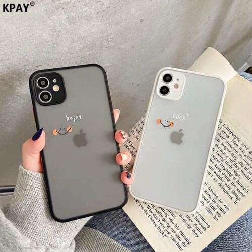 Korea Style Tranlucent Phone Case For iPhone 11 12 Pro Max 7 8 Plus XR X XS SE2 Couple Lovely Shockproof Matte Soft Case Cover