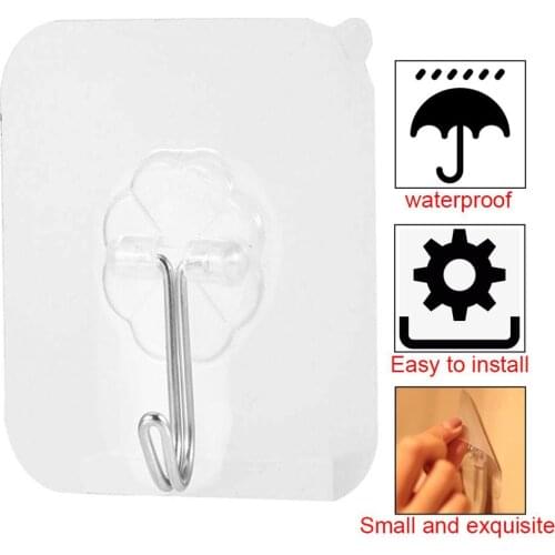 Transparent Strong Sticky Wall Hanging Nail-Free Hook Kitchen Bathroom Wall Waterproof Suction Cup Strong Viscose Coat Hook