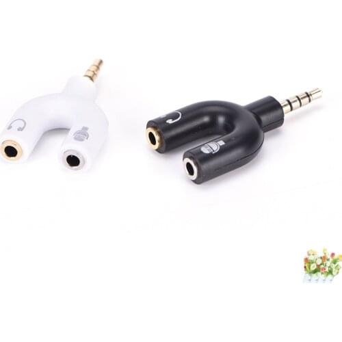 3.5mm U Type Jack Microphone Input Earphone Output Adapter Headphones Audio Splitter Male To Female aux Audio Plug Earphones mic