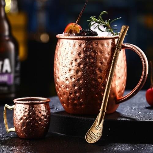 Roral Russian 1 pcs Retro Copper Colored Moscow Mule Mug 550ml Vodka Beer Cup Tumbler Liquor Copper Mug