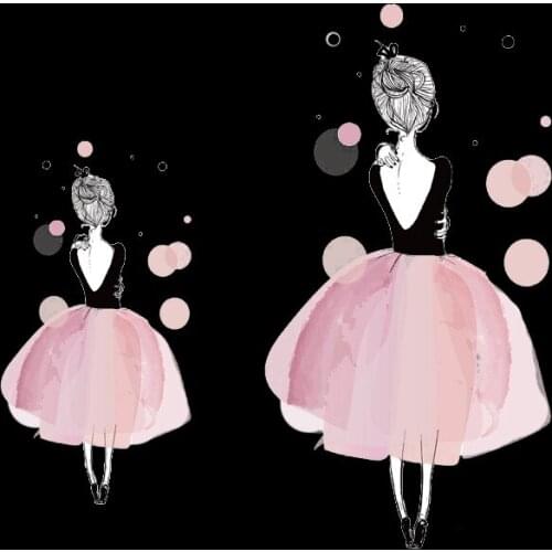 Pink Girls Clothes Iron-On Transfers Diy Accessory Appliques Heat Transfer Badges High Quality Stickers A-Level Washable Decor