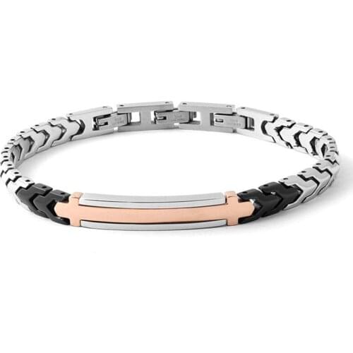 Runda Men Jewelry Stainless Steel Bracelet Bangle IP Black Element