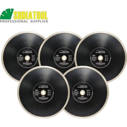 SHDIATOOL 5pcs/pk Dia 10"/250mm Hot-pressed Continue rim Diamond Cutting Disc Wet for Porcelain Tile Marble Saw Blades #50/70