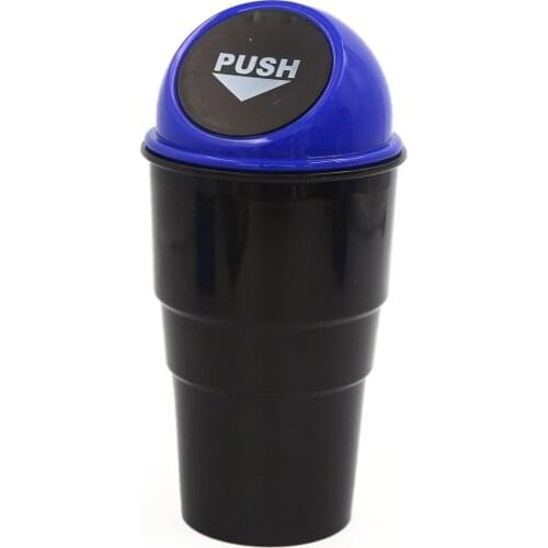 Uxcell Blue Plastic Cylinder Auto Car Trash Rubbish Bin Garbage Dust Case Holder Box