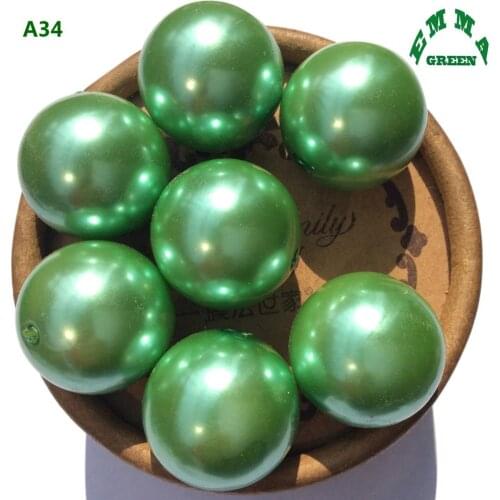Pearls Pearl Beads Chunky Round Grass Green A34 6mm to 30mm DIY Jewelry Acrylic Loose Imitation Loose ABS Round Pearl bead diy