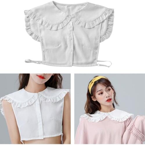 Womens Fake Collar Shirt Chiffon Peter Pan Collar Half Shirt False Blouse Doll Collar Shawl Shoulder Wrap Clothing Accessories