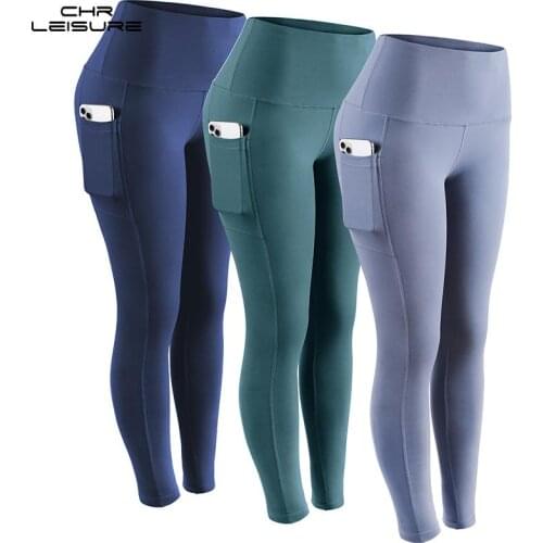 CHRLEISURE Womens High Waist Seamless Sport Leggings Push Up Combination Leggings Fitness Pocket Running Workout Training