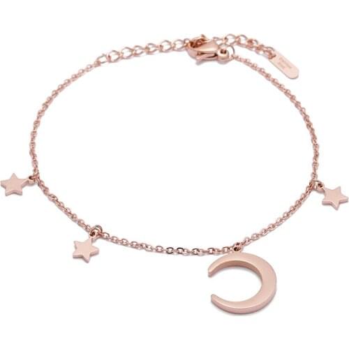 ONYSS Rose Gold Moon Star Decorate Drop Charms Bracelet for Women Bracelet on the leg Accessories