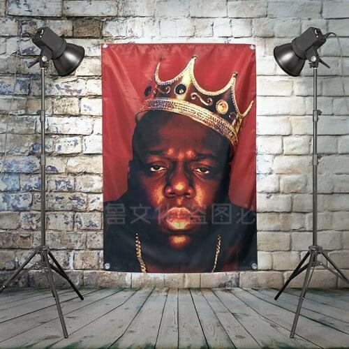 The Notorious B.I.G Pop Rock Band Poster Big Four-Hole Hanging Cloth Flags Personality Banners Music Studio Bar Cafe Home Decor