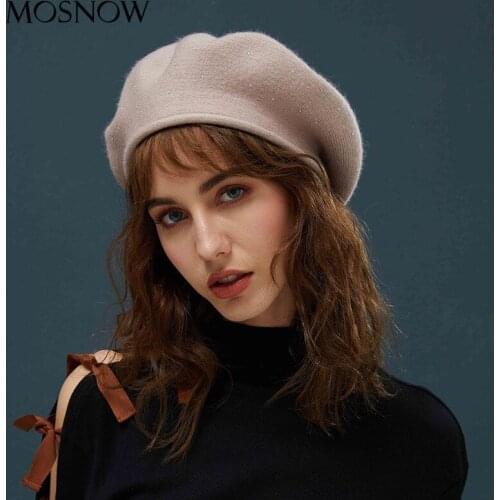 2018 Korean version of the new gypsophila handmade bright diamond rabbit fur beret womens curling beret