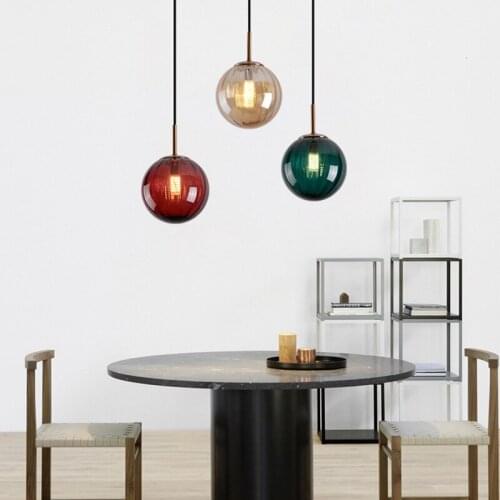2021 Nordic bedroom bedside light luxury post-modern simple color water pattern glass ball single head dining room chandelier