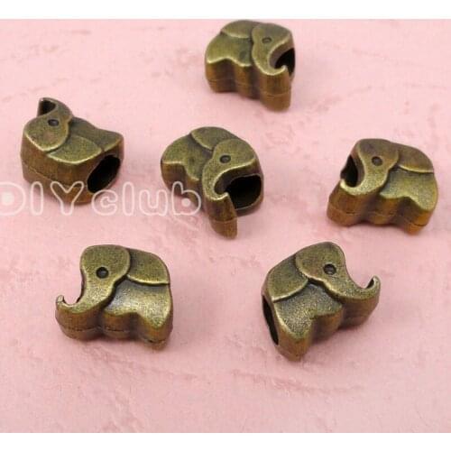 60pcs-Antique Bronze Elephant Beads Charm Pendant 11x8x7mm