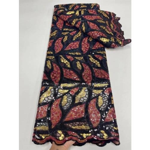 African Embroidery Tulle Lace Fabric 2021 High Quality French Mesh Lace Fabric With Sequins 5Yards For Wedding NI5479