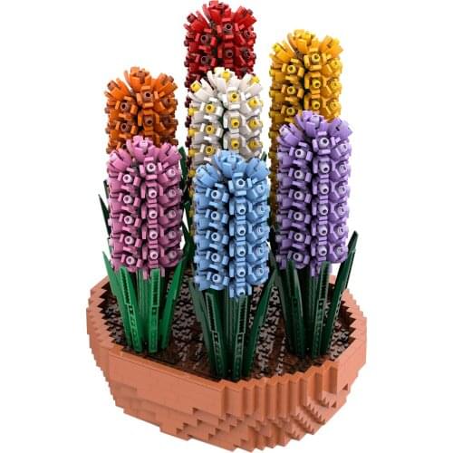 Authorized 4290Pcs MOC-84613 Hyacinth Bonsai Bouquet Desktop Building Blocks Kit Compatible With 10280 10281 Construction Toy