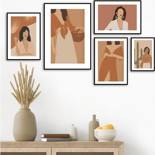 Boho Fashion Lady Minimalist Abstract Wall Art Canvas Painting Sexy Nordic Posters And Print Wall Pictures For Living Room Decor