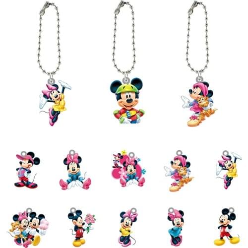 Disney Animated Mickey Minnie Character Anytime Tasteful Keychain Acrylic Doll Keychain Boys And Girls Fashion Accessories