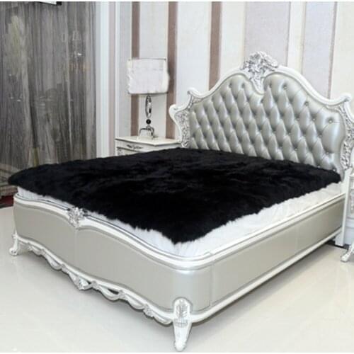 Black Faux Sheepskin Rug Artificial Fur Blanket Carpet Decorative Floor Rugs and Carpets For Living Room Home Decor Christmas