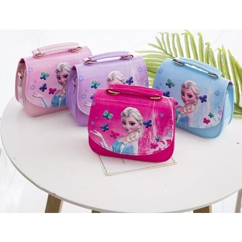 Disney Princess Children Pu Messenger Bag Frozen Elsa Shoulder Bag Handbag Kid Fashion Shopping Bag For Girl Gift