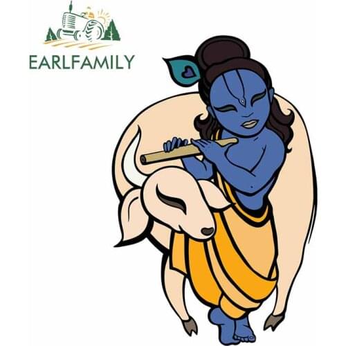 EARLFAMILY 13cm x 8.7cm for God Krishna Car Stickers Vinyl Waterproof Sunscreen Occlusion Scratch Suitable for GTR EVO SX Decals