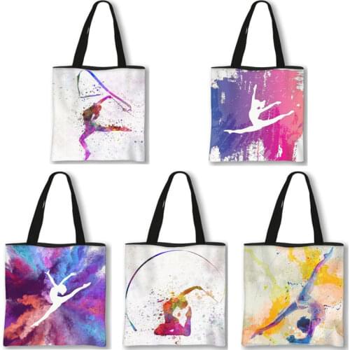 Elegant Gymnastics Art Printing Shopping Bag Women Handbags Ballet Dancer Tote Bag Travel Ladies Leisure Shoulder Bags