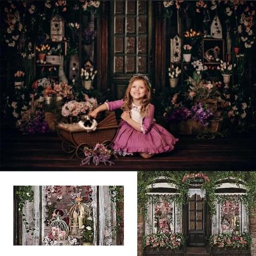 Floral Shop Portrait Photography Backdrop Girl Kids Cake Smash Spring Decoration Baby Background Garden Flower Child Photostudio
