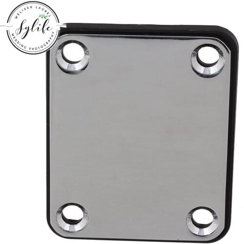 Chrome Neck Plate and Screws Replacement for Bass Electric Guitar
