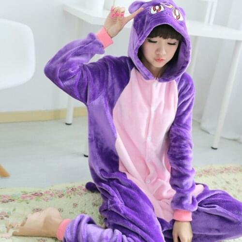 Puprle Cat Kigurumi Pajamas Animal Onesie For Men Jumpsuit Adults Carnival Party Women Cosplay Sleepwear Halloween Costume Suit