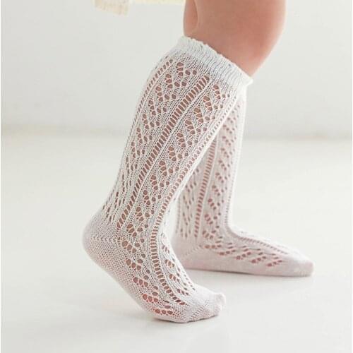 Summer Mesh Baby Socks Toddler Kids Knee High Socks Solid Color Hollow Breathable Girls Long Socks